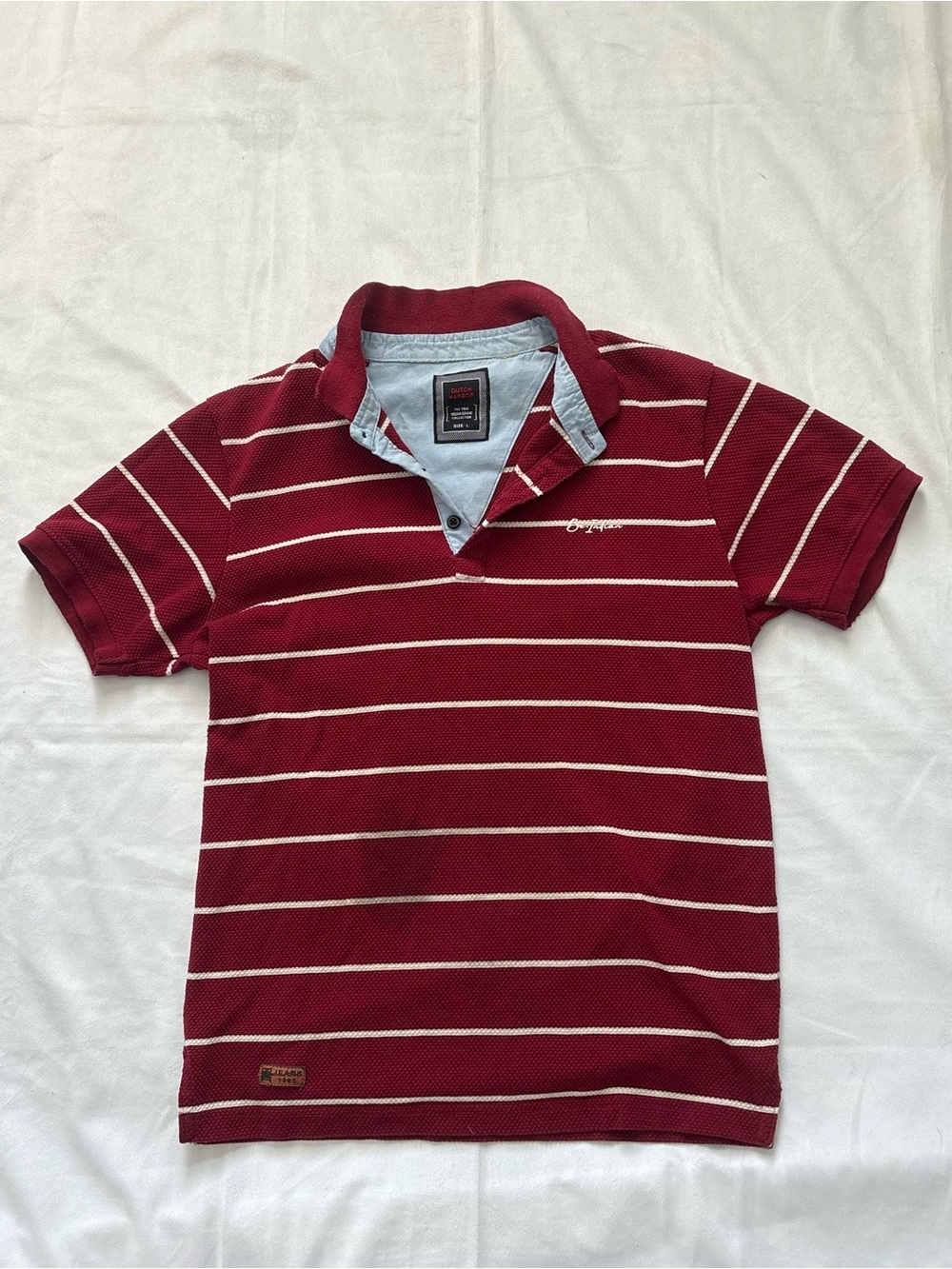 Y2K 2000s style Red and White Striped Dutch Harbor Polo | $20